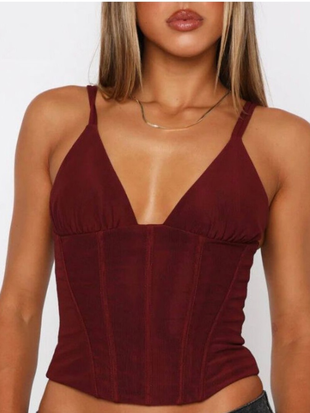 White fox Hot Girl Halter Bustier burgundy XS